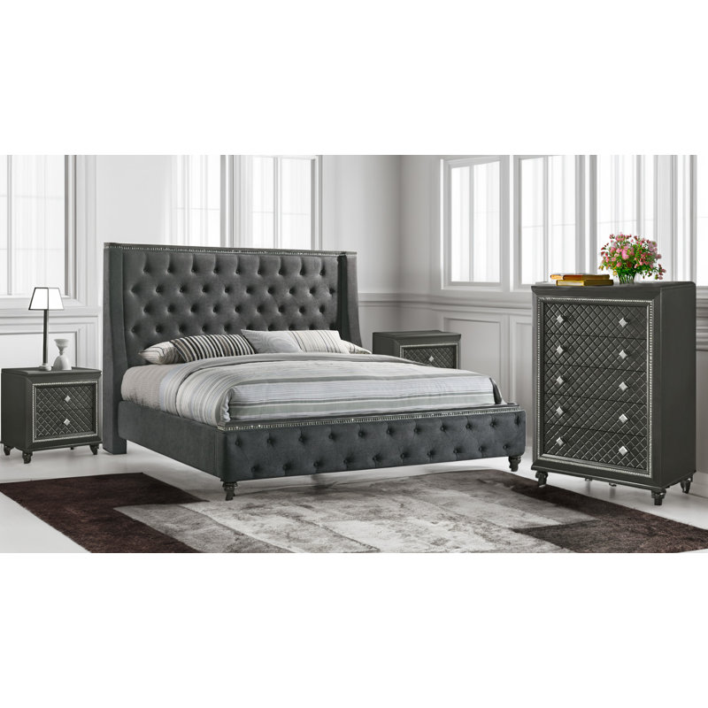 Rosdorf Park Amelio Upholstered Standard 4 Piece Bedroom Set Wayfair